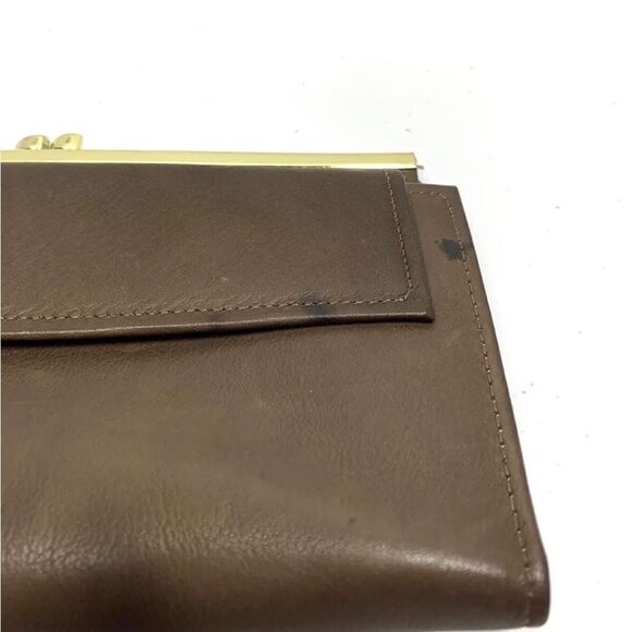 Amity Vintage Brown Cowhide Leather Clutch Checkbook Wallet Boxed - Picture 5 of 6